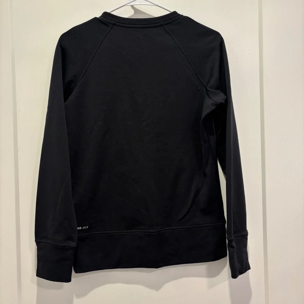 Nike Therma-FIT Sweatshirt Womens Small‎ Black Fleece Pullover Kangaroo Pocket